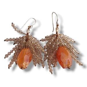 Joia De Majorca JO Sterling Silver 925 Orange Brown Carnelian Tassel Earring New